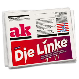 Titelbild von ak 707 mit einem zerfließenden "Die Linke"-Schriftzug